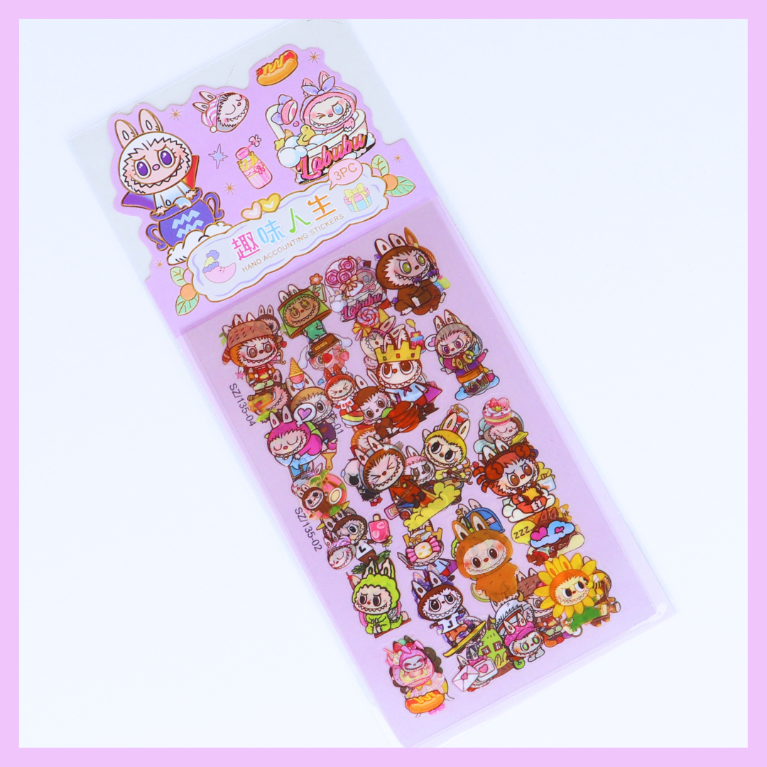Light purple Labubu stickers