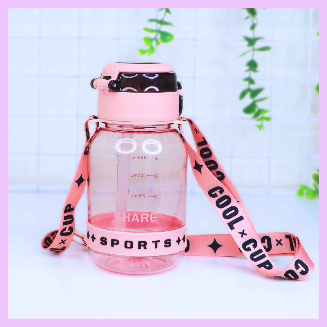 Pink 680 ml plastic water bottle
