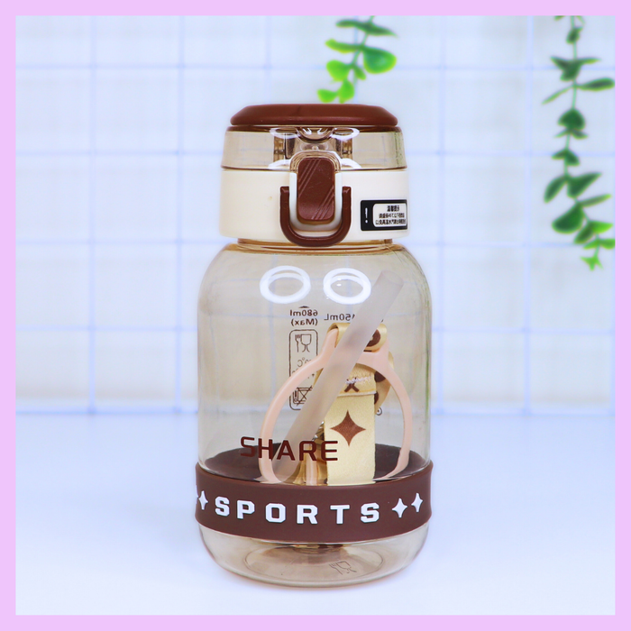 Brown 680 ml plastic water bottle