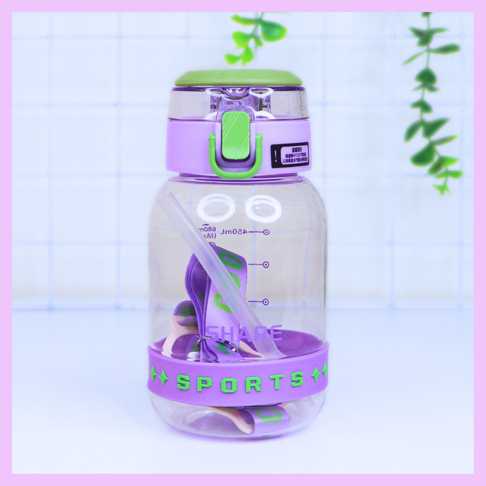 Purple 680 ml plastic water bottle