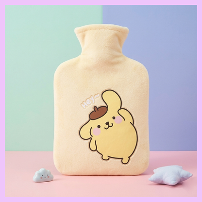 1000ml Pompompurin Sanrio plush hot water bag with yellow plush cover, kawaii hot water bottle for winter comfort, pain relief and gifting, shipping across India