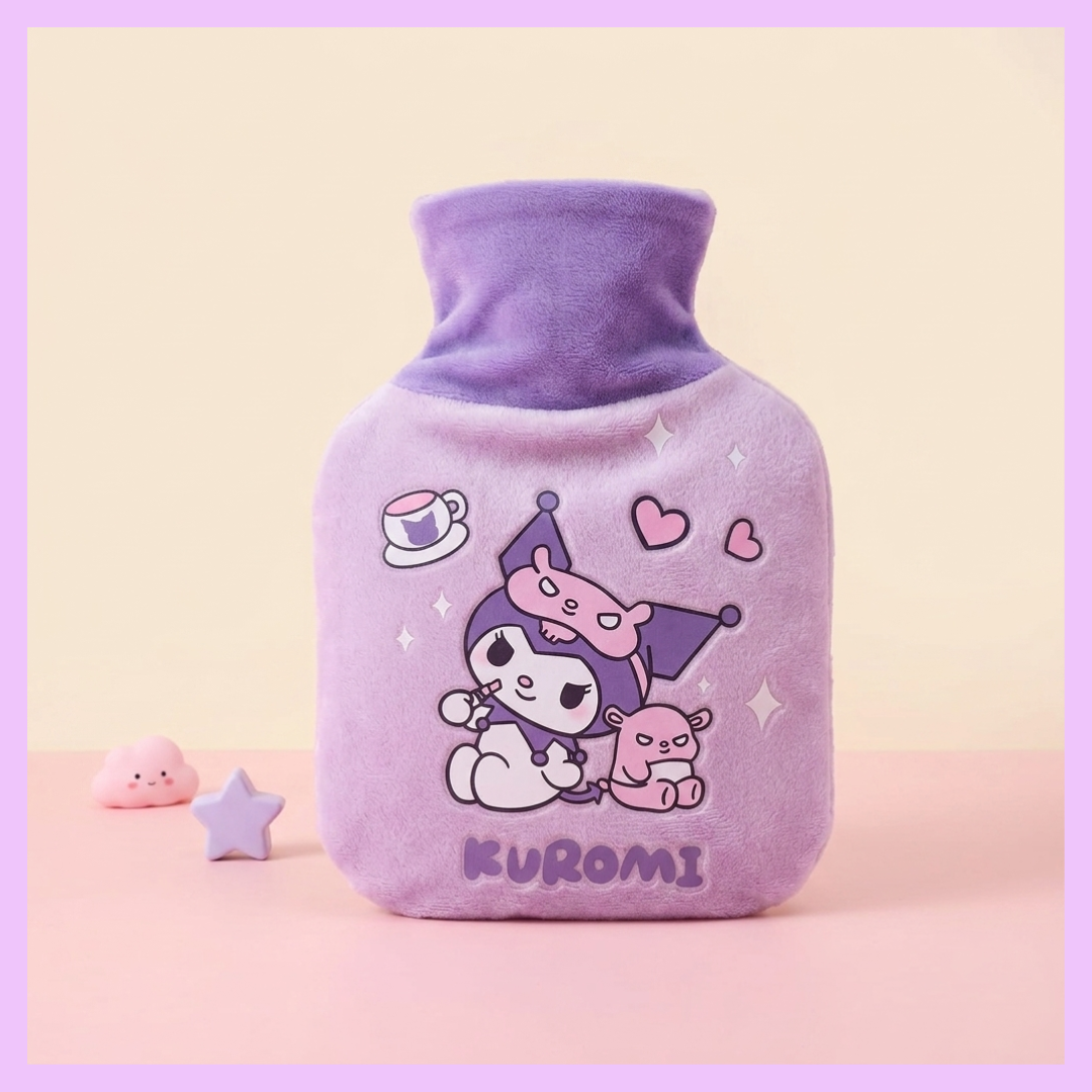 Kuromi Plush Hot Water Bag 400ml with Soft Purple Cover