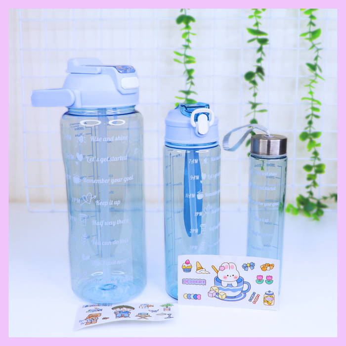 Light blue motivational water bottle