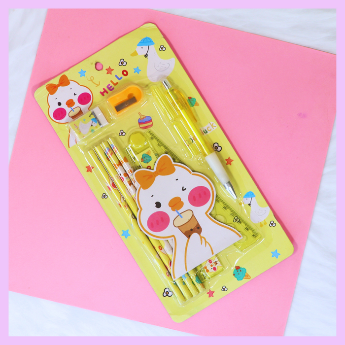 Yellow 10 in 1 stationery gift set