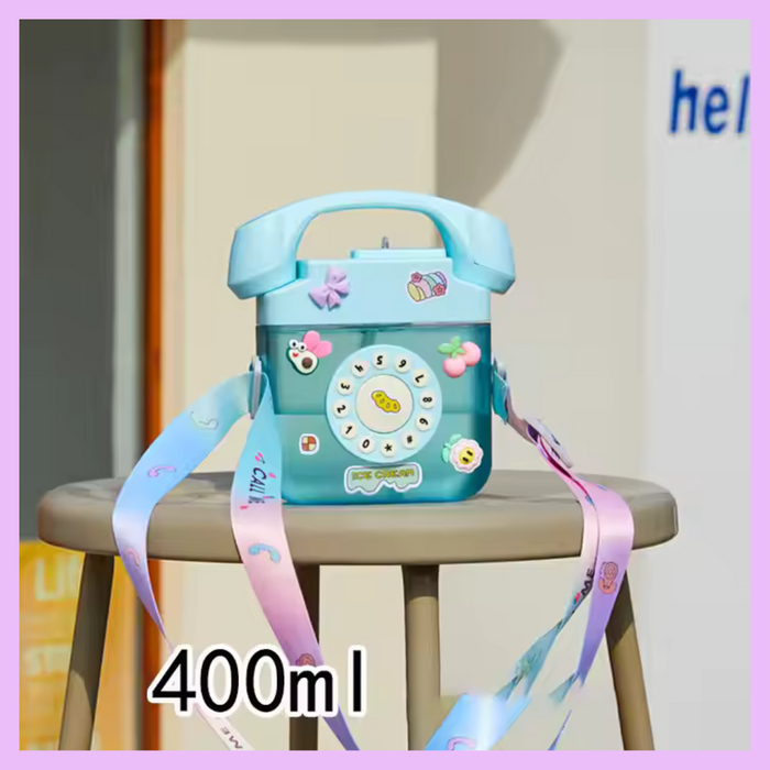 Teal 400 ml telephone-style water bottle