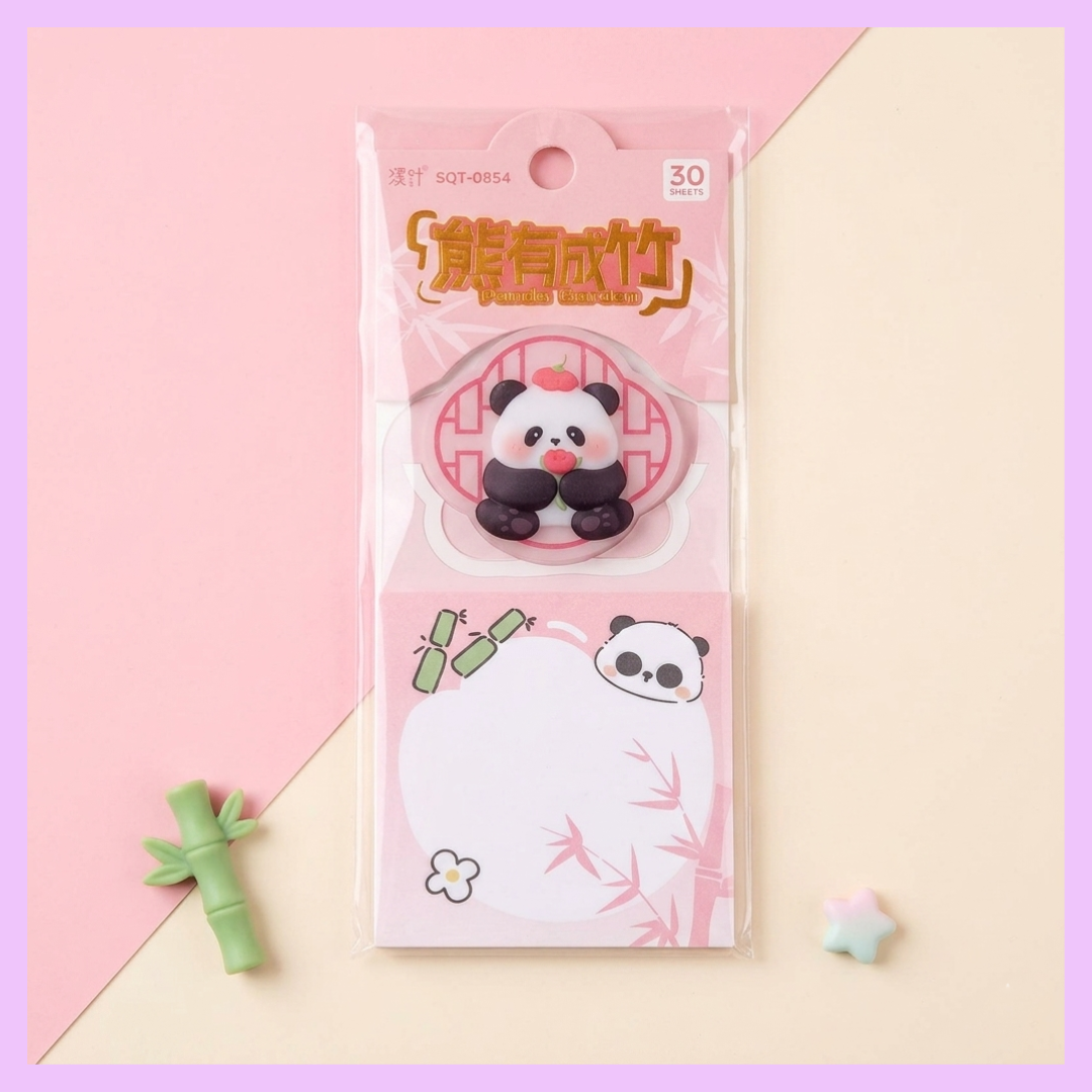 Panda Sticky Notes – Cute Kawaii Panda Memo Pad (30 Sheets)