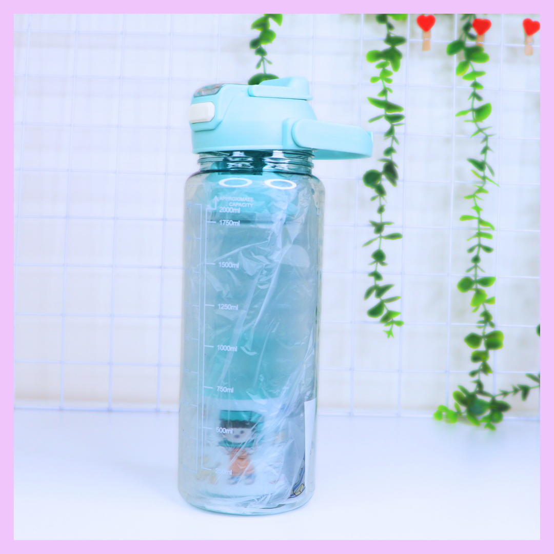 Green blue motivational water bottle