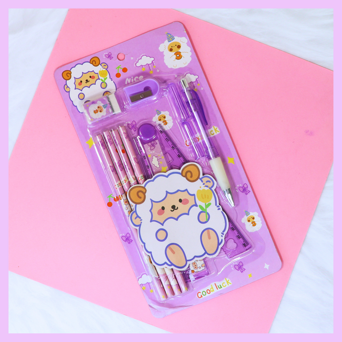 Purple 10 in 1 stationery gift set
