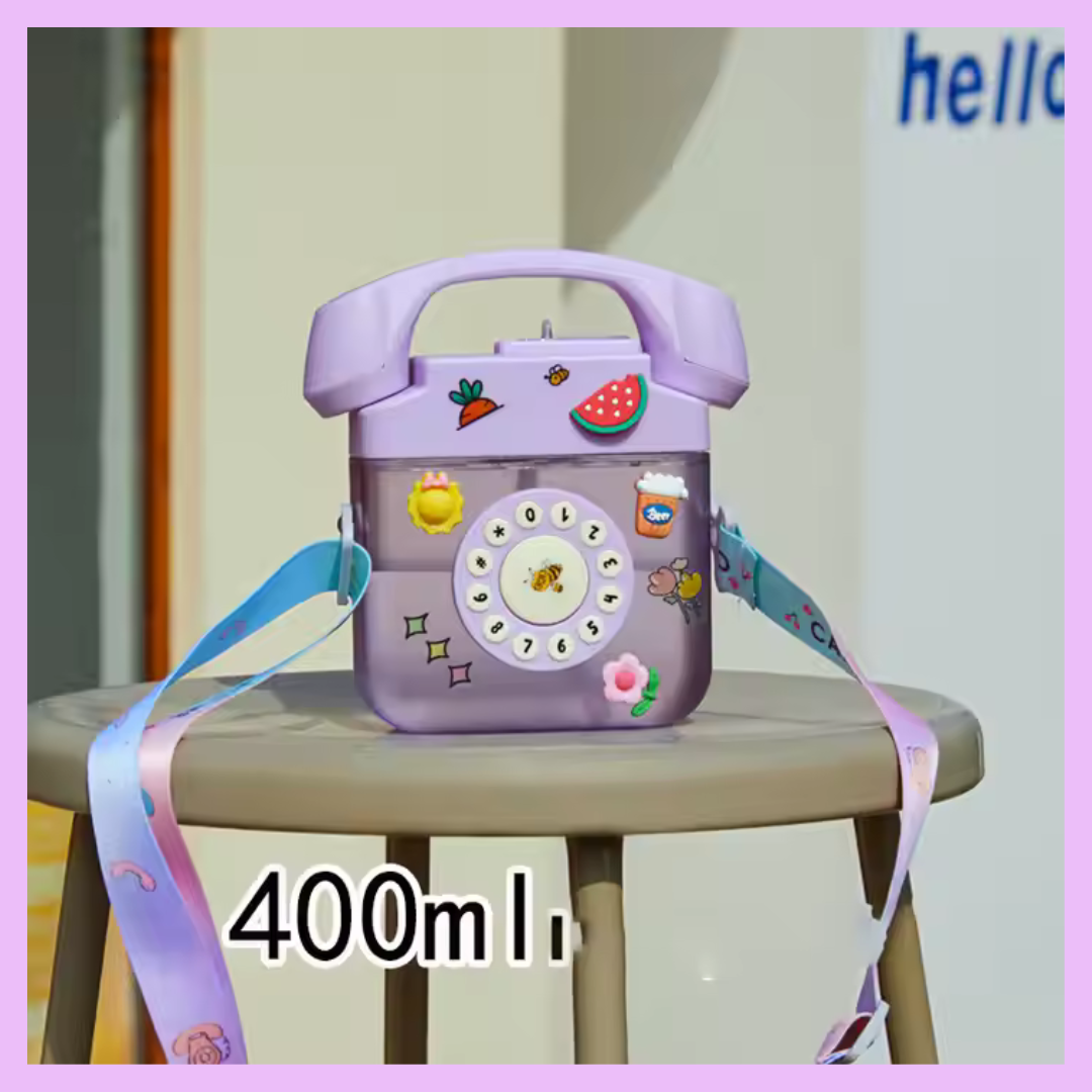 Purple 400 ml telephone-style water bottle
