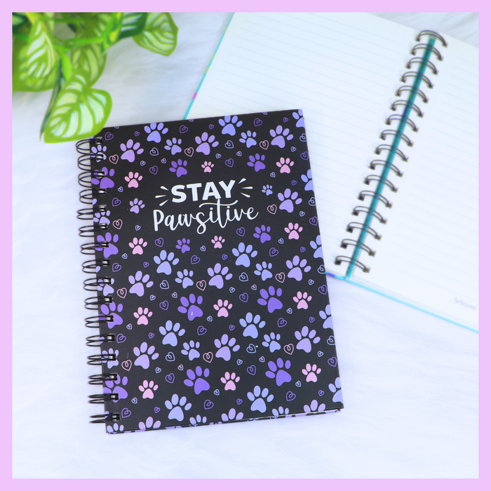 Stay Pawsitive A5 spiral diary