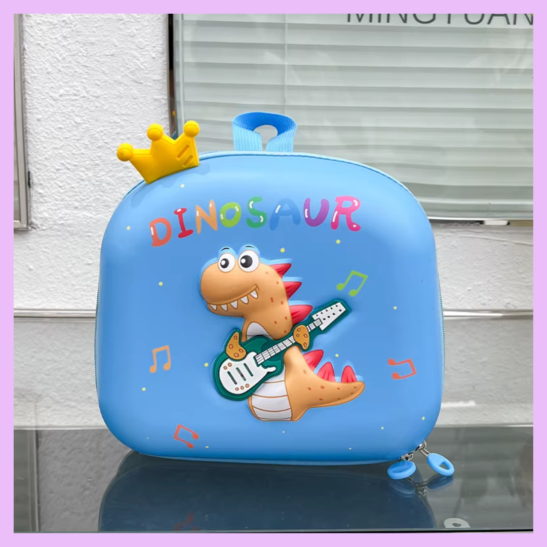 Light blue dinosaur LED hard shell bag