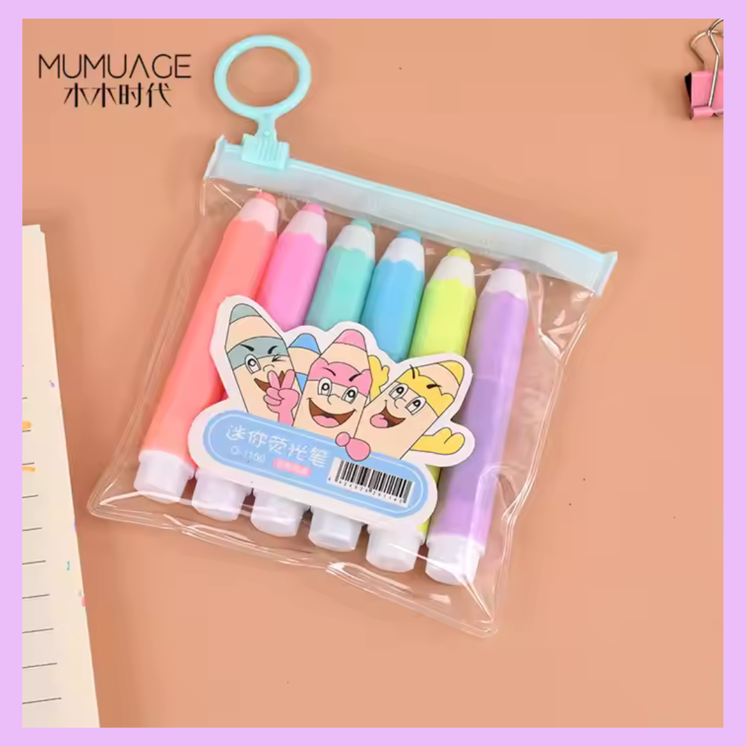 Colour pencil highlighters set of 6 for study and stationery
