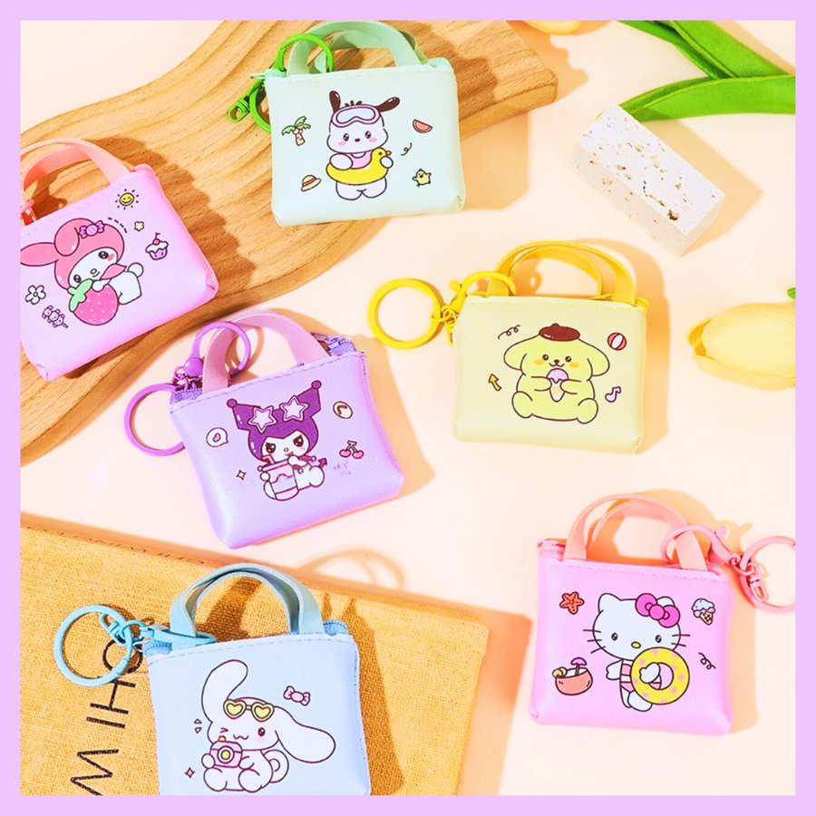 My Melody and Cinnamoroll purse keychains