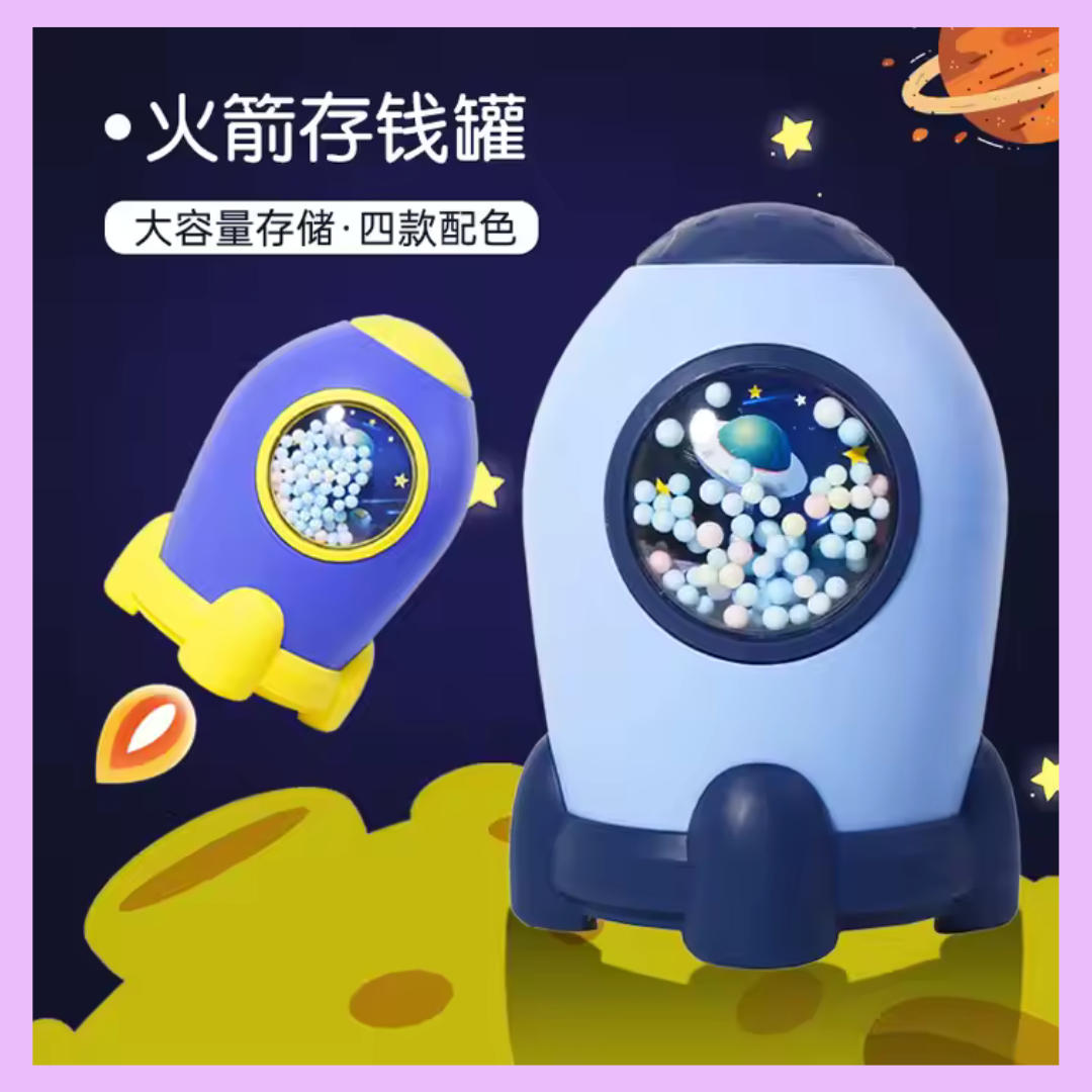 Rocket shaped piggy bank for kids