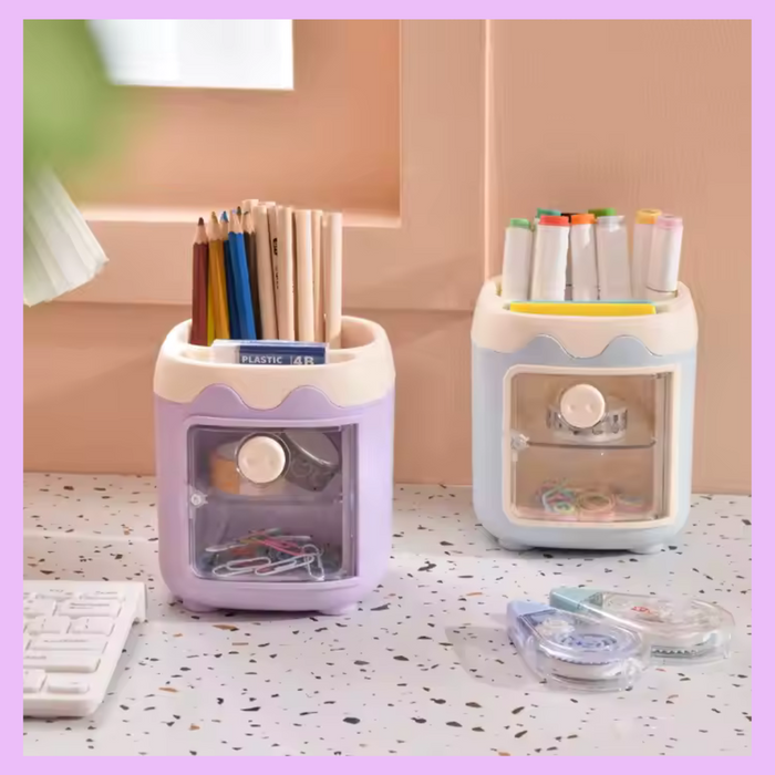 Piggy desk organiser for pens and stationery