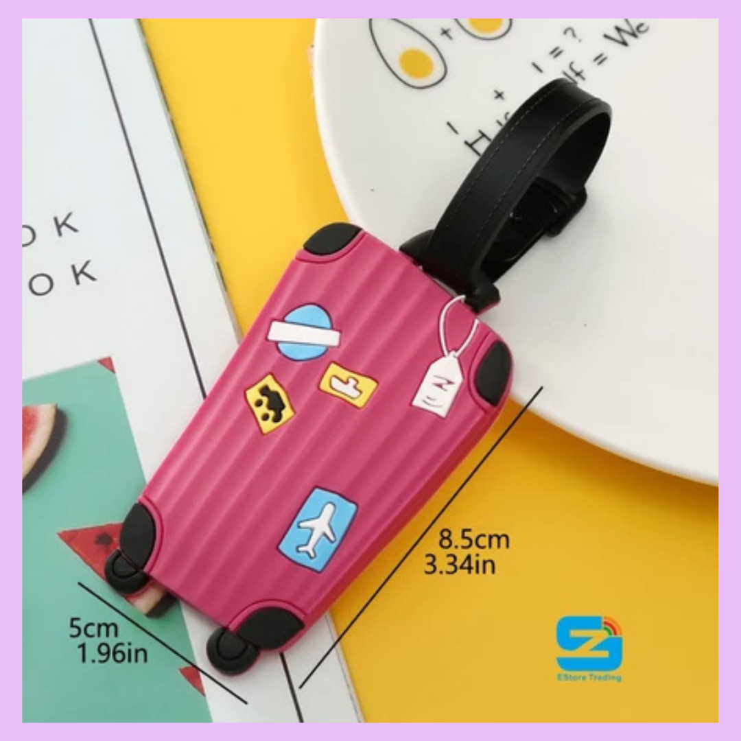 Rose red suitcase luggage tag