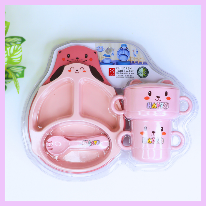 Pink cat children tableware set
