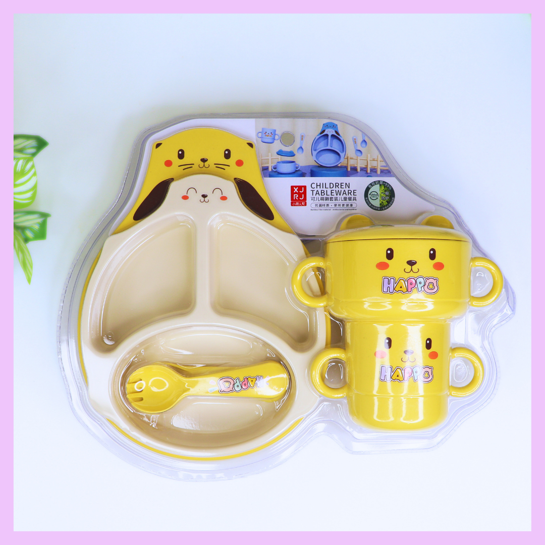 Yellow cat children tableware set