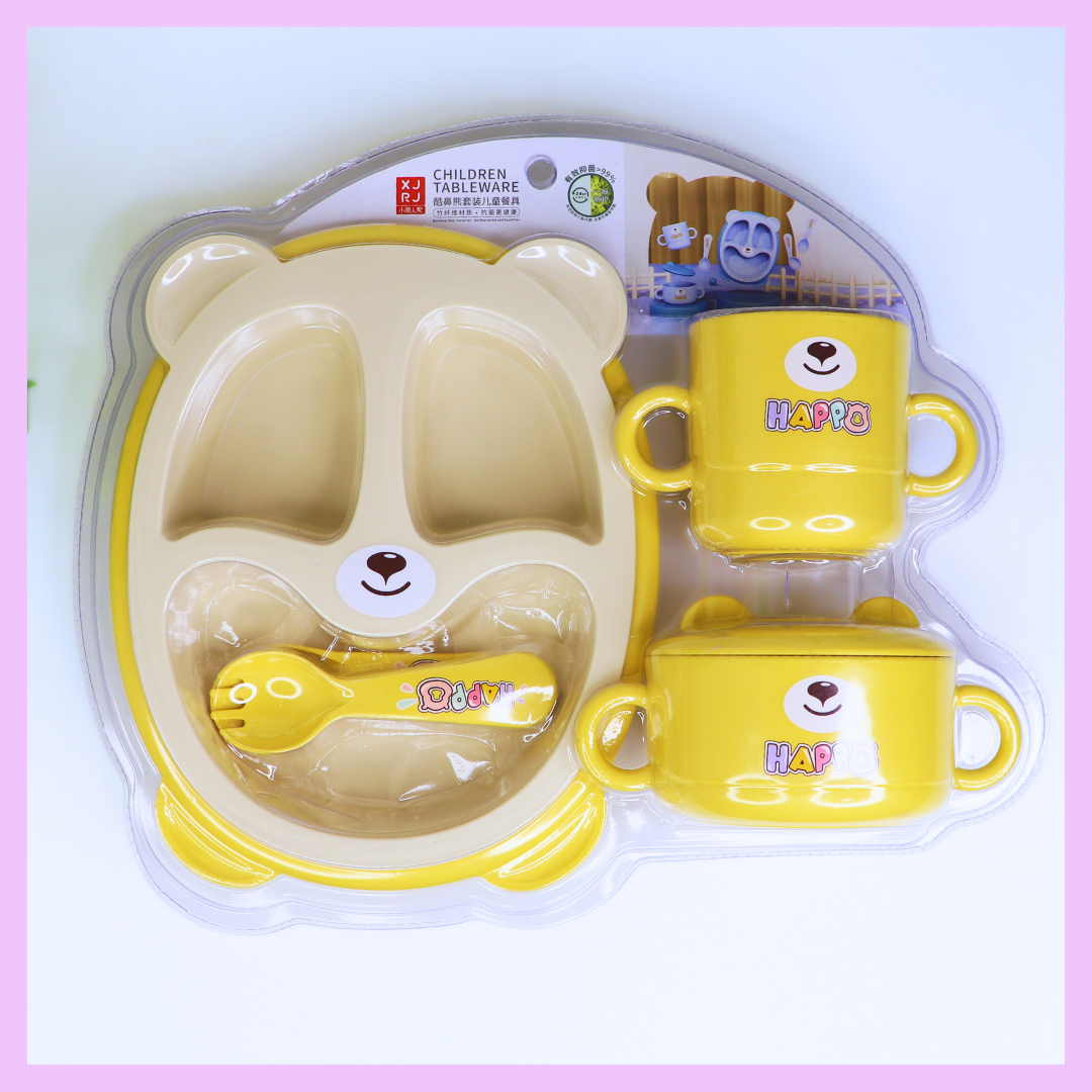 Yellow bear children tableware set