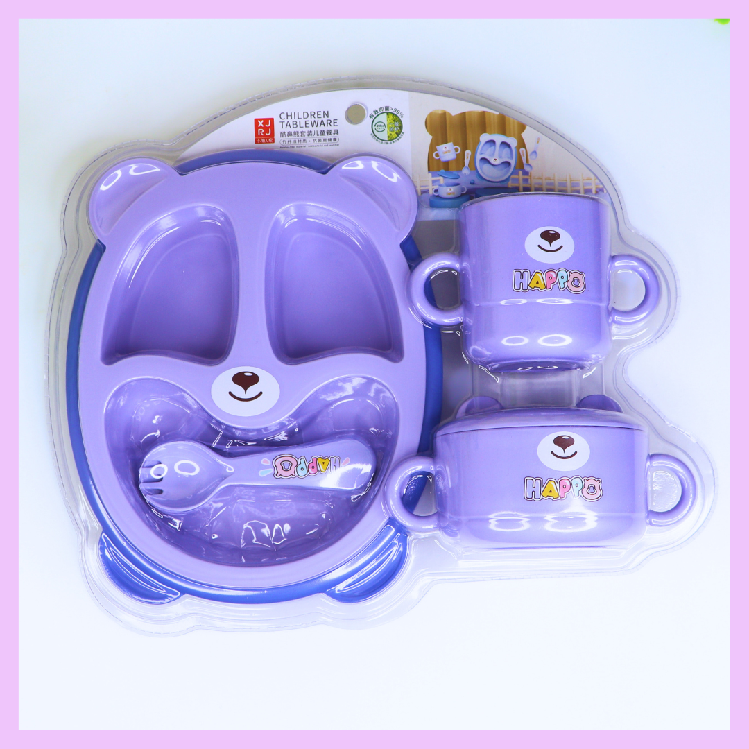 Purple bear children tableware set