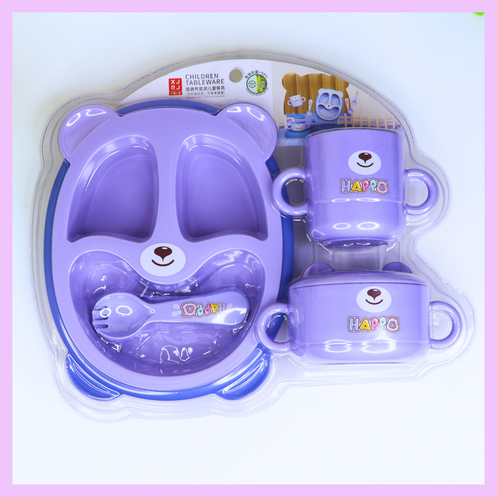 Purple bear children tableware set