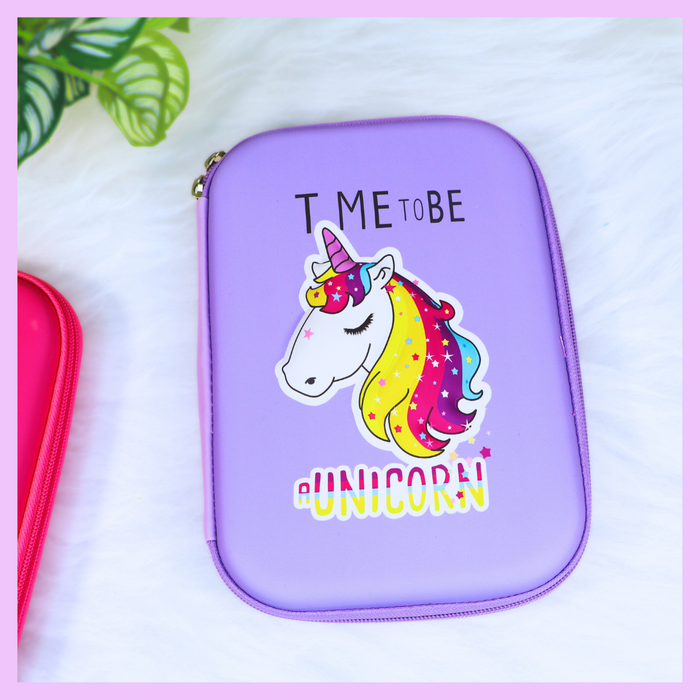 Purple large unicorn pencil pouch