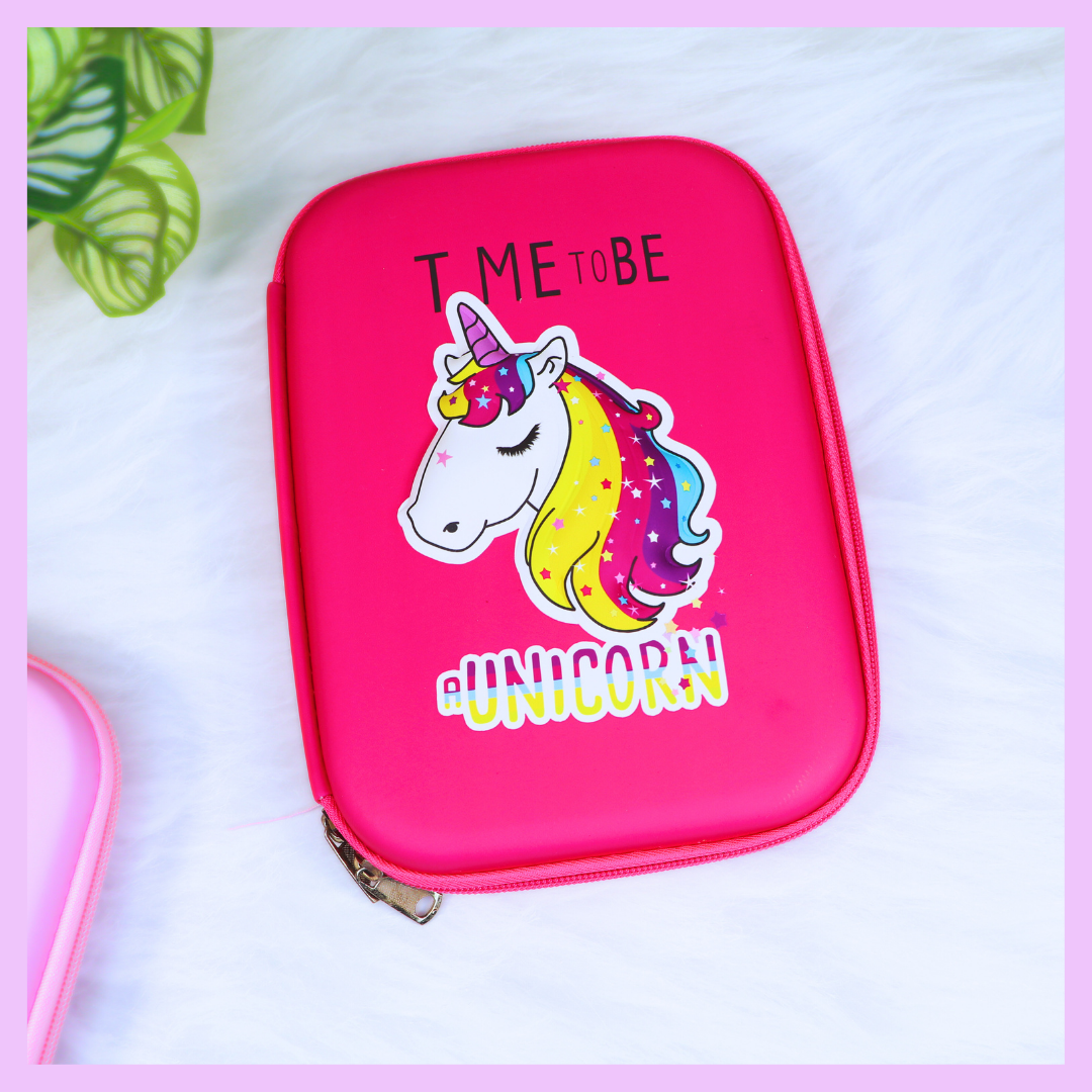 Dark pink large unicorn pencil pouch