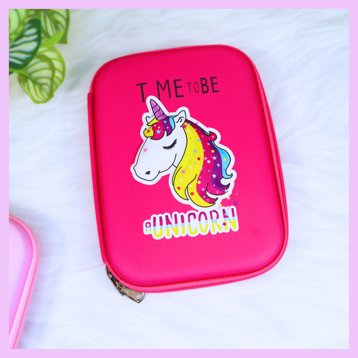 Dark pink large unicorn pencil pouch