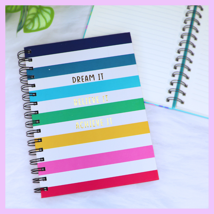 Assorted Spiral Diary A5_Dream It Believe It Achieve It