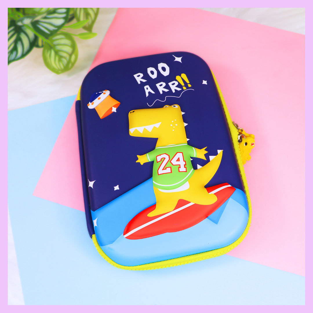 Dinosaur pencil case with spacious stationery storage