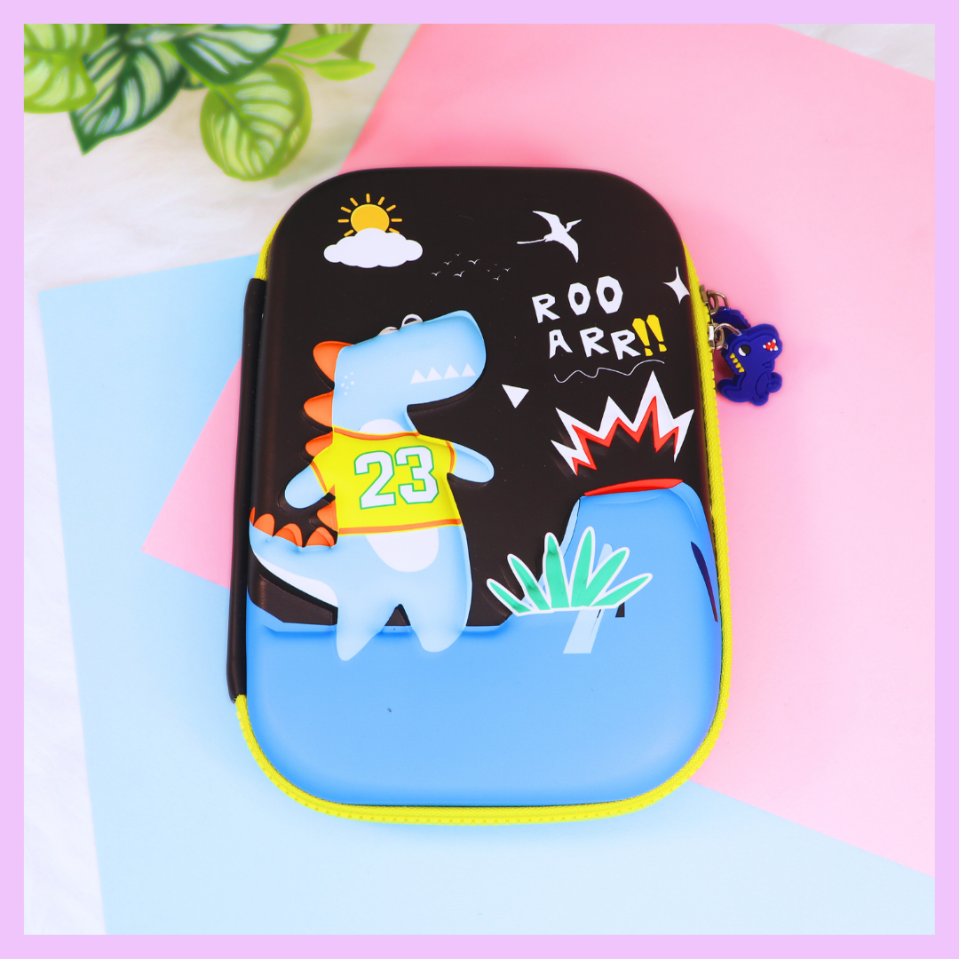Large dinosaur themed pencil case for pens and pencils