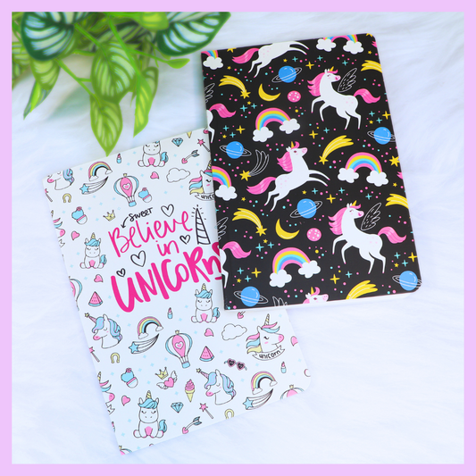 Quirky Print Slim Diary -Unicorn Theme