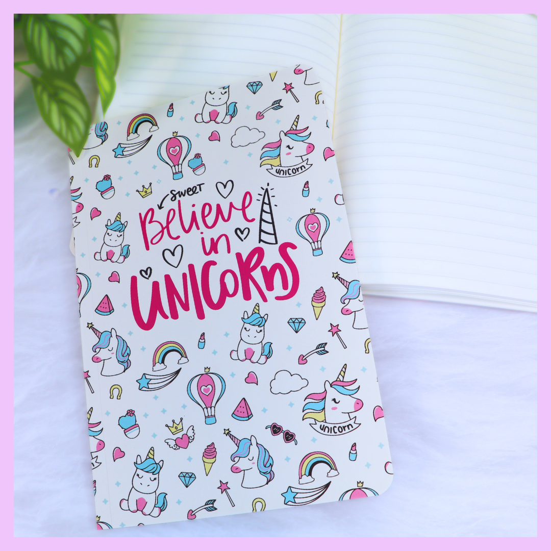 Quirky Print Slim Diary -Unicorn Theme