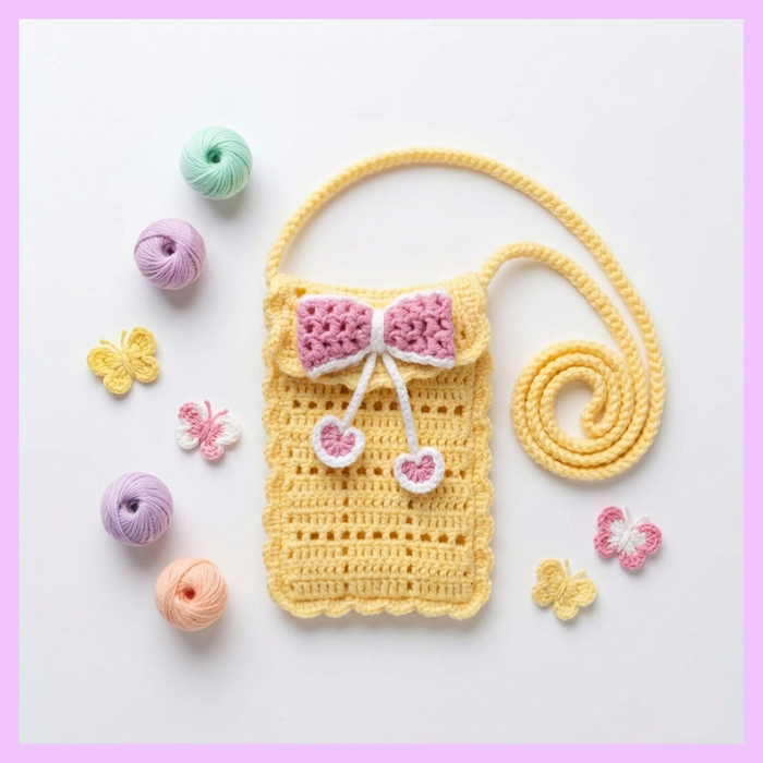 Yellow crochet sling bag