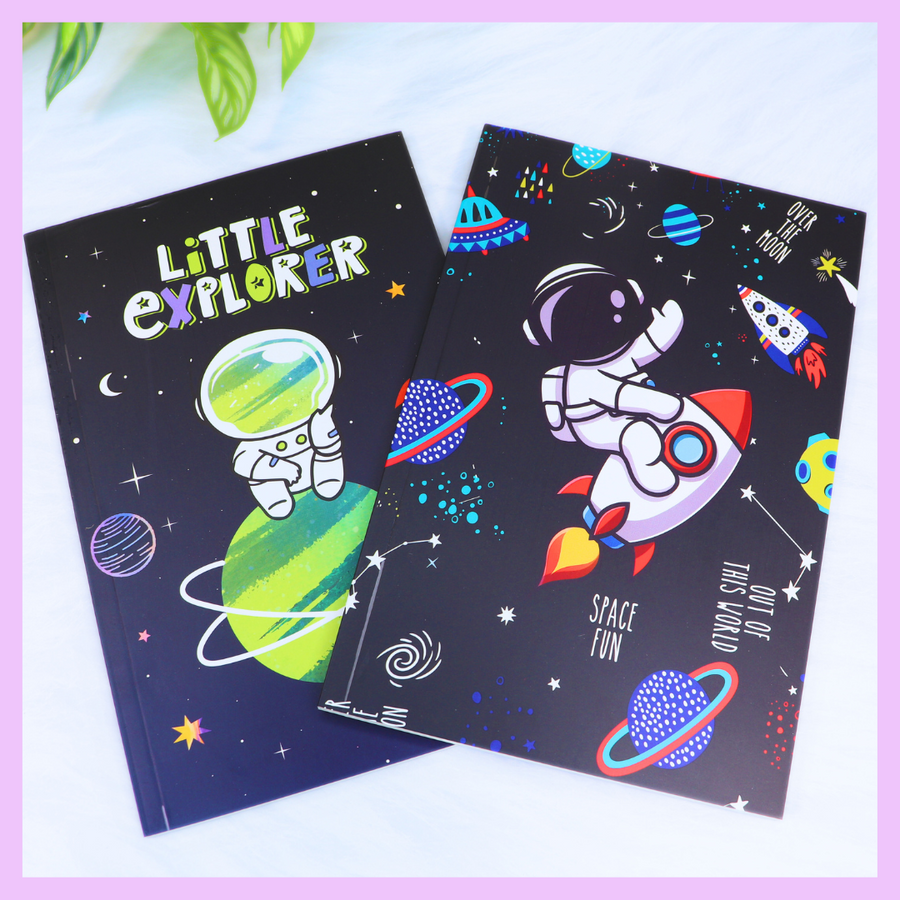 Space theme slim diary with quirky print