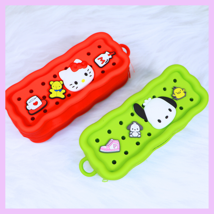 Croc inspired silicone pencil pouch detail