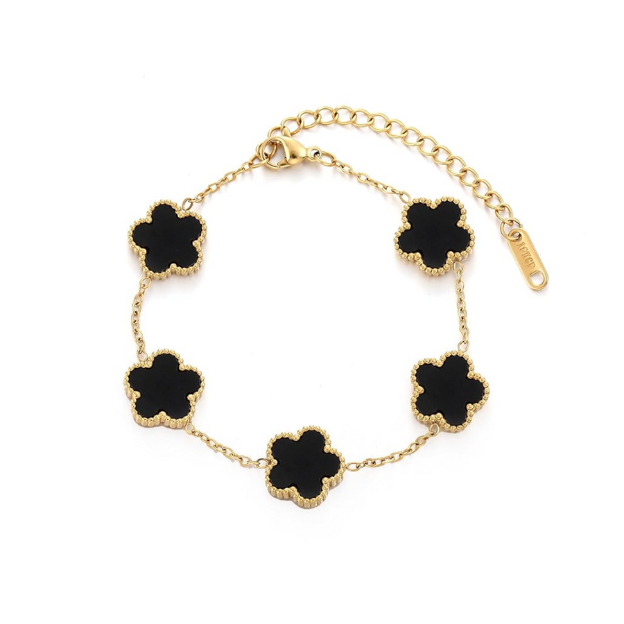 Black clover leaf anti tarnish bracelet