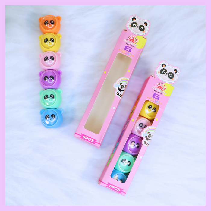 Six-piece panda highlighter set