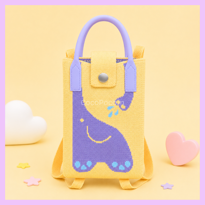 Purple cat design Korean knitted mobile sling bag