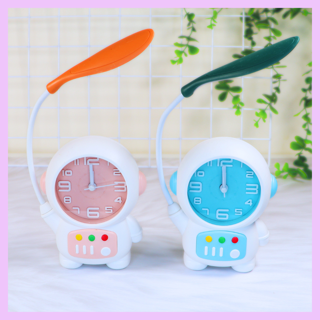 Astronaut Desk Lamp with Alarm Clock Assorted Space Theme LED Study Lamp for Kids