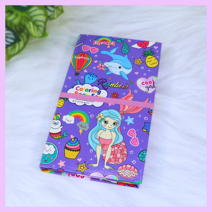 Mermaid themed colouring and scratch book activity