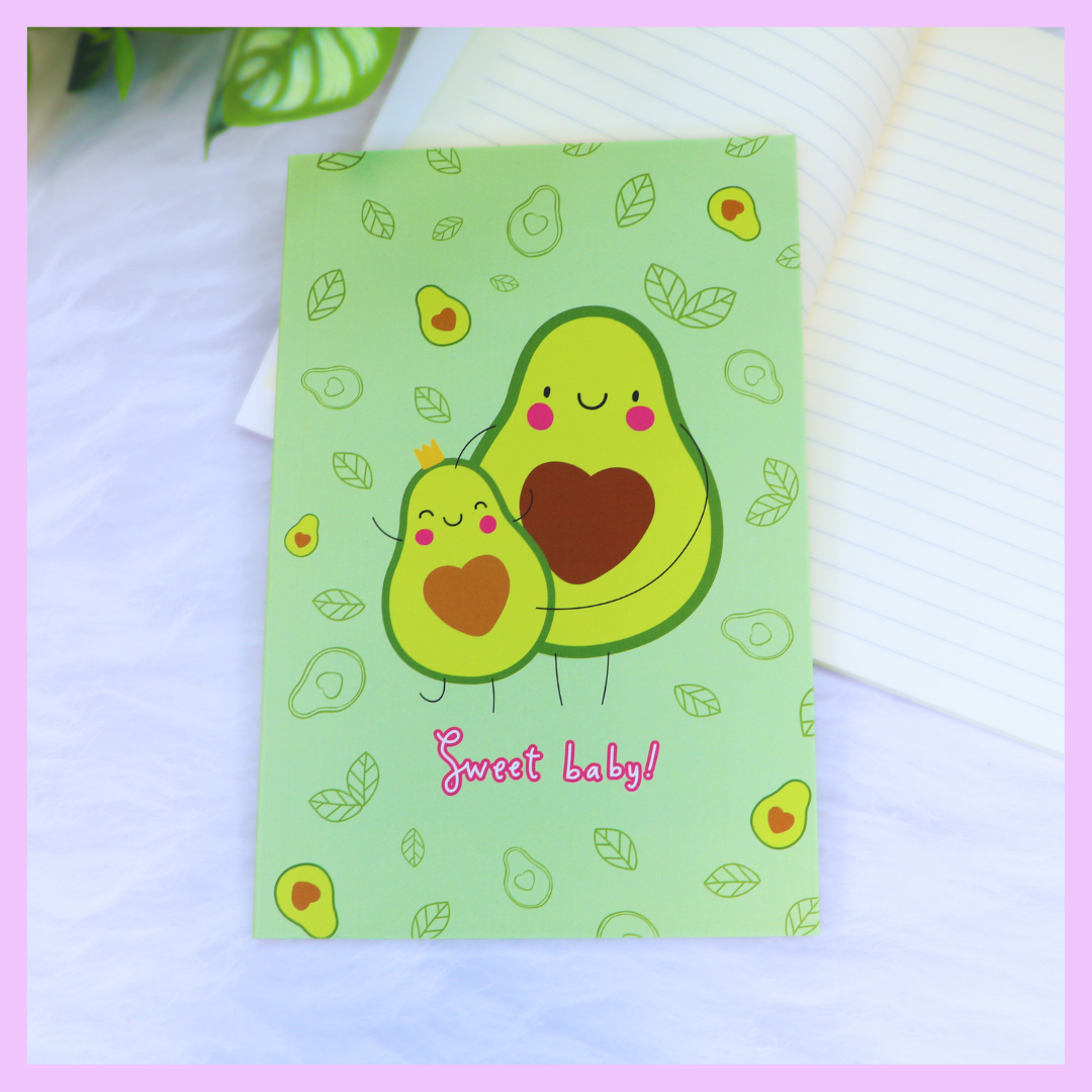 Avocado themed food print slim diary
