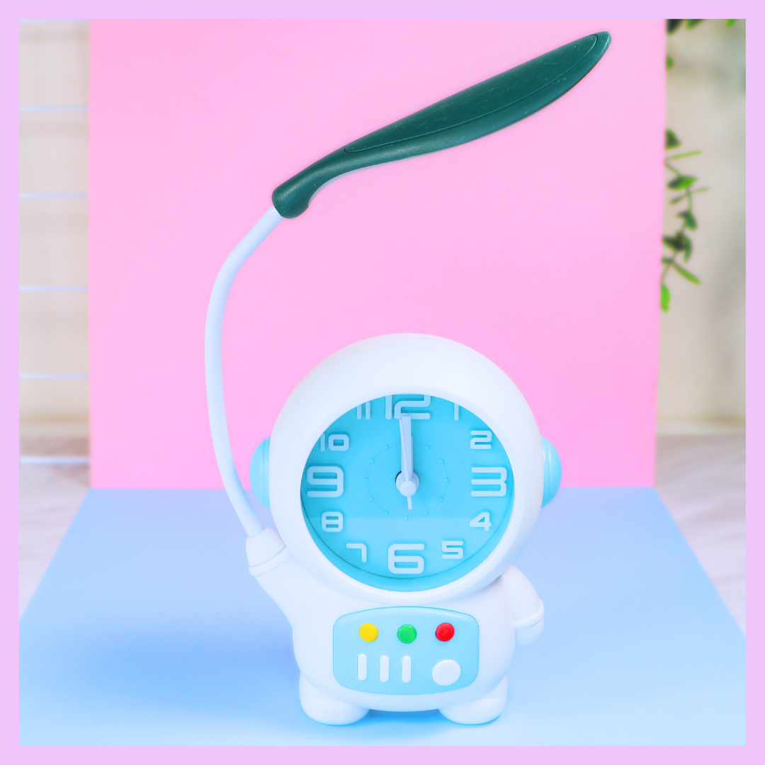Cute Astronaut Alarm Clock and Desk Lamp Combo for Study Table and Bedroom