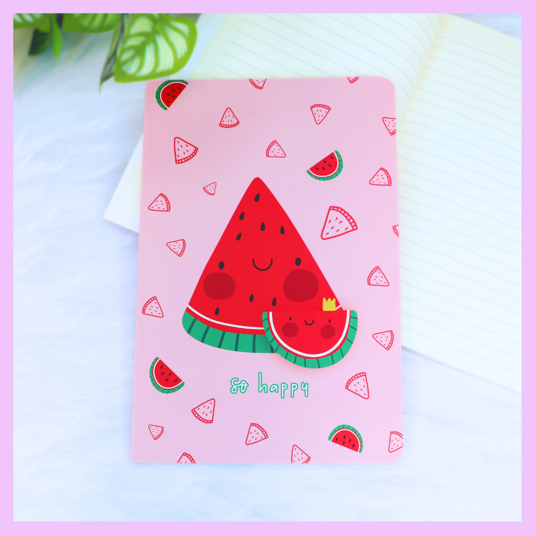 Watermelon themed food print slim diary