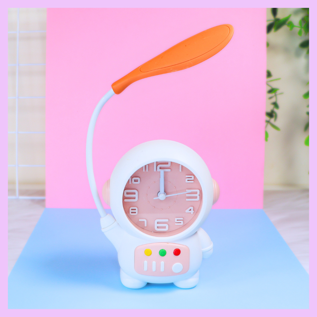 Space-Themed Astronaut LED Desk Lamp with Built-In Alarm Clock Assorted Design