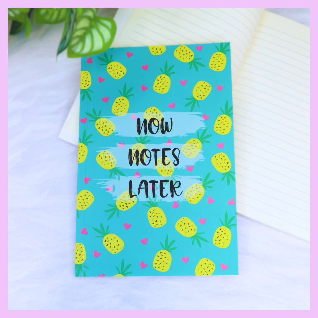 Pineapple themed food print slim diary