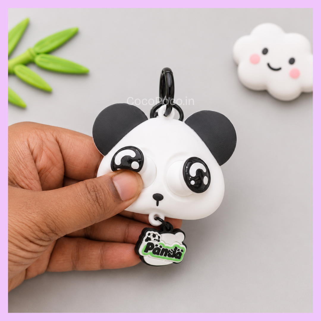 Panda silicone popup keychain bag charm