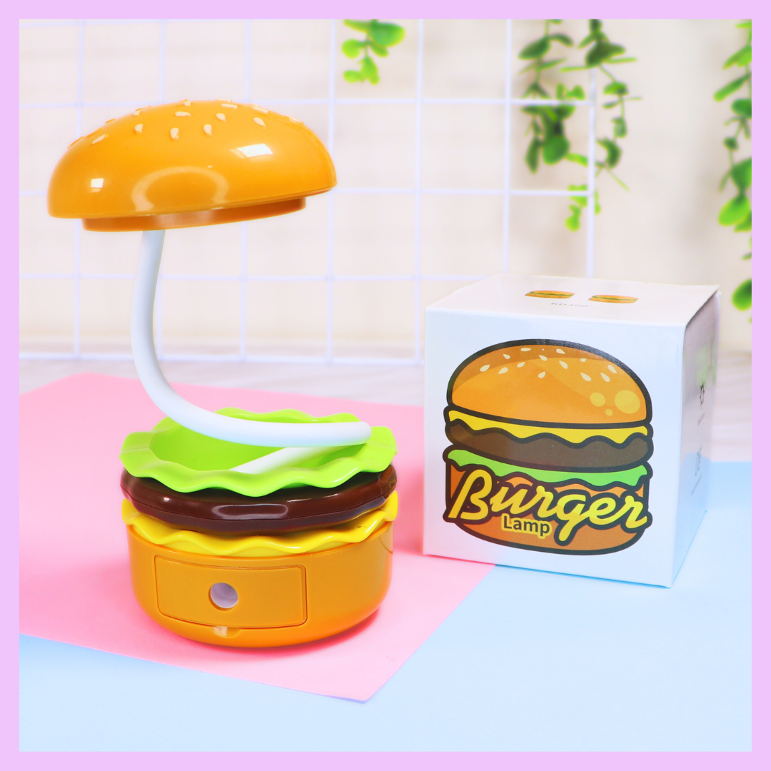 Burger shaped decorative table lamp for quirky room decor