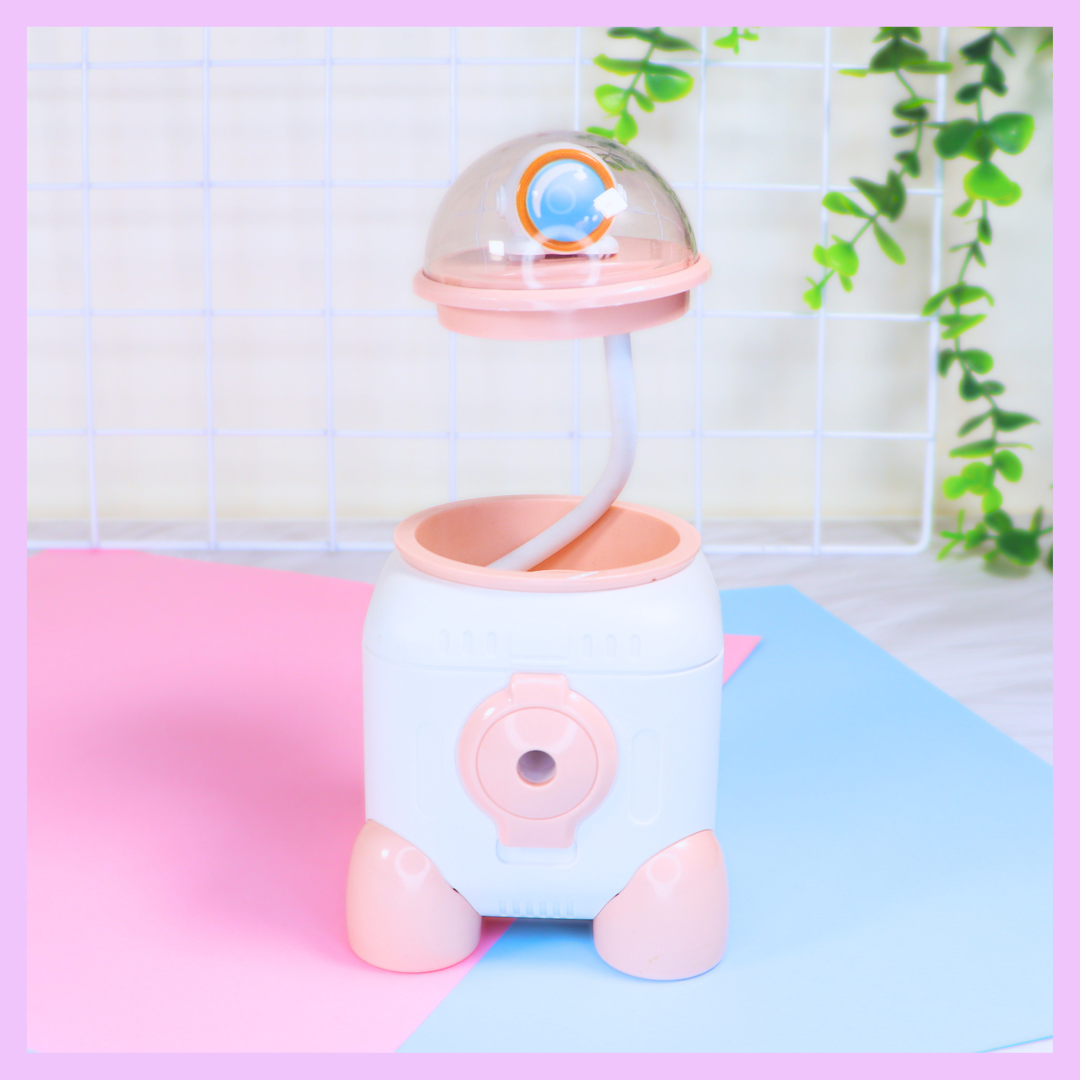 Pink rocket table lamp for bedroom and desk decor