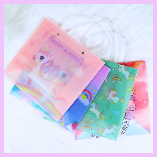 Premium Printed PVC Gift Bags -Unicorn  Theme